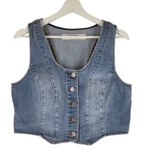 Idyllwind Miranda Lambert Denim Vest Women Medium Blue Jean Button Front Crop